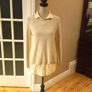 Beautiful, lacey, cream colored sweater